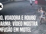 Vídeo registra confusão em motel com tiro, voadora e roubo de arma em Curitiba