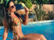 Graciele Lacerda é flagrada trabalhando de fio dental: “Trabalho, sol e piscina!”