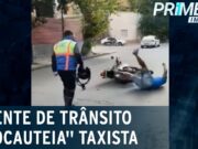 Flagrante de agressão: agente de trânsito “nocauteia” taxista durante briga na Argentina