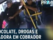 Vendedor ambulante agride cobrador com uma “voadora” dentro de ônibus; veja