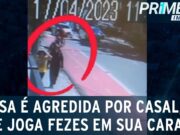Casal agride idosa na rua e esfrega cocô de cachorro no rosto dela ; veja