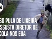 Homem vai jogar lixo fora e é surpreendido por urso nos EUA; veja