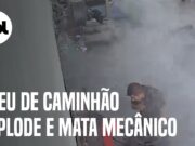 Pneu de caminhão explode e mata mecânico em oficina; imagens fortes