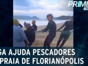 Tenista Guga ajuda pescadores em praia de Florianópolis (SC); veja