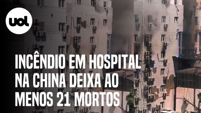 Pacientes e funcionários de hospital na China pulam da janela para escapar de incêndio