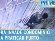 Mulher passa por portão estreito, invade condomínio e pratica furto no ES; veja