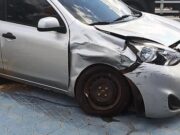 Grávida fica ferida em batida entre veículos de passeio