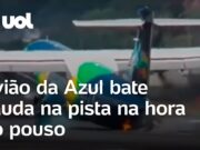 Avião da Azul bate cauda na pista na hora do pouso em Recife; veja o momento
