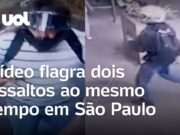 Vídeo flagra dois assaltos ao mesmo tempo em rua de bairro nobre de SP; veja