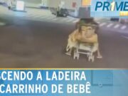 Motorista flagra mulher descendo rua em carrinho de bebê em MG; veja