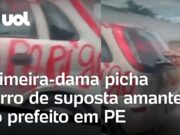 Primeira-dama de Agrestina, em Pernambuco, picha carro de suposta amante do prefeito; veja