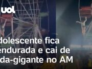 Adolescente fica pendurada e cai de roda gigante em movimento no Amazonas; veja