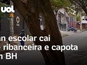 Van escolar com crianças capota e despenca em barranco em Minas Gerais; veja