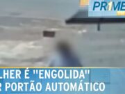 Mulher é “engolida” por portão automático enquanto anda em calçada em Goiás