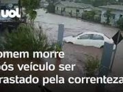 Chuvas em SC: Homem morre após veículo ser arrastado e ficar preso em ponte