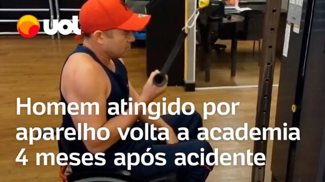 Homem atingido por aparelho de musculação volta a treinar após 4 meses; veja