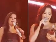 Maraisa viraliza após confundir garrafa de pinga com microfone durante show; veja