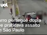 Carro atropela e persegue dupla que praticava assalto na zona norte de SP; Veja