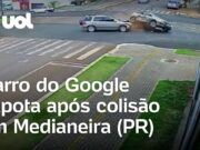 Carro do Google capota após colisão em Medianeira (PR); veja