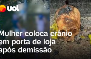 Mulher coloca crânio em porta de loja após demissão; vídeo mostra momento da ação