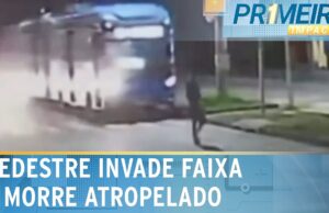 Pedestre invade faixa e é atropelado por ônibus no interior de São Paulo