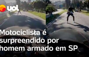 Motociclista atropela suspeito em tentativa de assalto em São Paulo; veja o momento