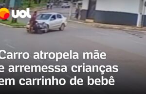 Motorista atropela mãe e arremessa crianças em carrinho de bebê em GO