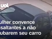 Mulher convence assaltantes a não levar carro e ainda ganha abraço no DF; veja