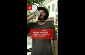 Motoboy carioca usa megafone para chamar clientes atrasados; veja
