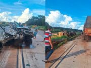 Batida entre duas carretas e uma Hilux deixa um morto e dois feridos