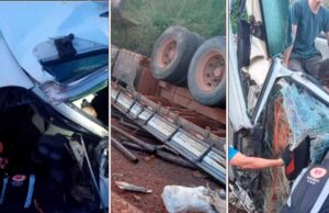 Idoso morre após caminhão tombar em rodovia no interior