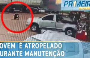 Rapaz que removia tampa no asfalto é atropelado por caminhonete; veja
