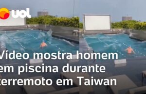 Homem fica preso em piscina durante terremoto em Taiwan; veja