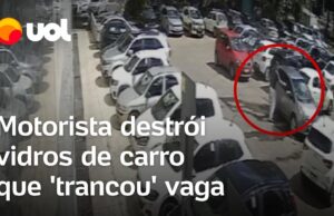 Motorista enfurecido quebra vidros de carro que bloqueava sua saída de estacionamento no DF