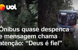 Ônibus quase cai em abismo e mensagem em pedra chama atenção: ‘Deus é fiel’