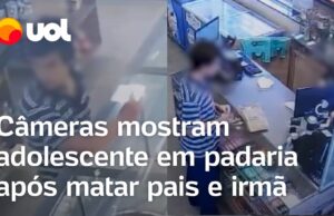 Adolescente que matou a família foi à padaria horas após o crime; vídeo mostra momento