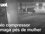 Rolo compressor da prefeitura esmaga pés de mulher deitada em calçada em GO