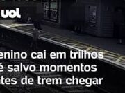 Menino de 3 anos cai em trilhos e é salvo momentos antes da chegada de trem; veja