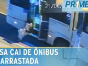 Idosa cai de ônibus ao descer e é arrastada pelo veículo no RN; veja