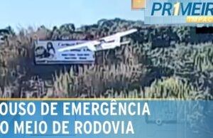 Novas imagens mostram avião monomotor pousando em rodovia de SP; veja