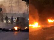 Moradores bloqueiam pista e queimam pneus em protesto após morte de mulher atropelada