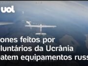 Drones feitos por voluntários da Ucrânia abatem equipamentos russos; veja momento