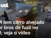 PM tem carro alvejado por tiros de fuzil no RJ; vídeos mostram ataque