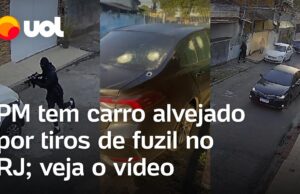PM tem carro alvejado por tiros de fuzil no RJ; vídeos mostram ataque