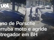 Dono de Porsche derruba moto e agride entregador em BH: ‘Você é lixo’