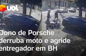 Dono de Porsche derruba moto e agride entregador em BH: ‘Você é lixo’
