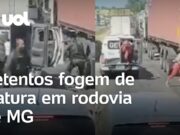 Vídeo flagra detentos fugindo de viatura em rodovia em Contagem (MG); veja