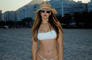 Ex-BBB Eslovênia esbanja corpão sarado em praia de Copacabana; ‘Cheguei, Rio’