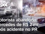 Motorista abandona Mercedes de R$ 2 mi após bater em carro e postes no Paraná