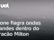 Furacão Milton na Flórida: Drone flagra ondas de até 8 metros dentro do fenômeno